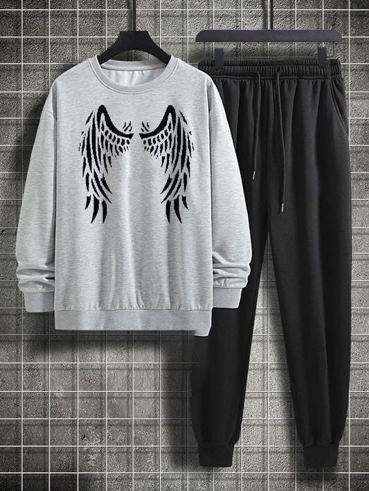 Gray Beautiful Track suit || With Black Angel 🪽 Printing.