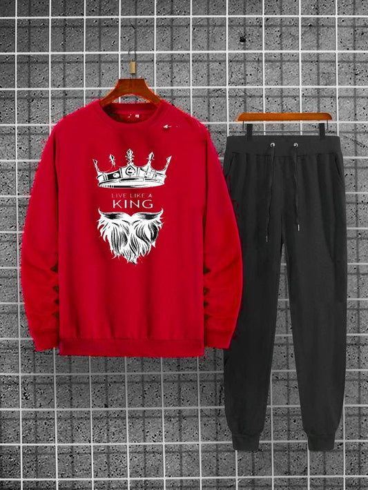 Red Beautiful Track suit || With Black King 👑 Printing.