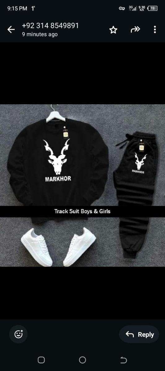 Black Beautiful Track suit || With White Markhor 🐐 Printing.