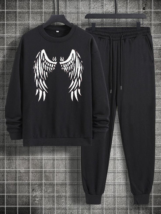 Black Beautiful Track Suit || With White Angel 🪽 Printing