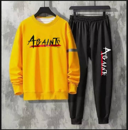 Yellow Beautiful Track suit || With Black Against Printing.